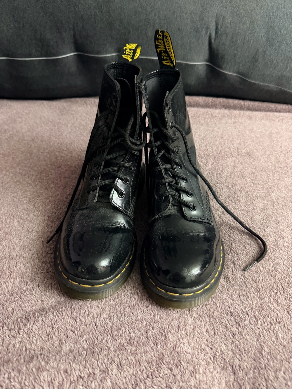 Dr. Martens Inspired Black Leather Combat Boots - women